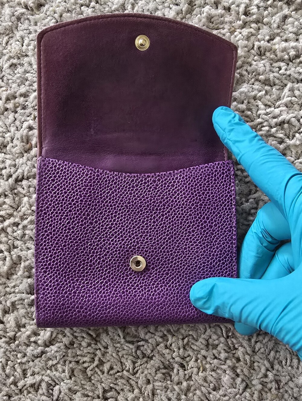 Chanel Purple Textured Leather Wallet - Picture 12 of 16